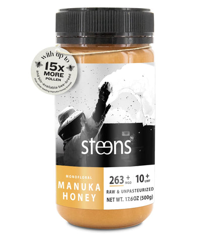 Steens Manuka Honey - MGO 263+ - Pure & Raw 100% Certified UMF 10+ Manuka Honey - Bottled and Sealed in New Zealand - 17.6 oz Ja