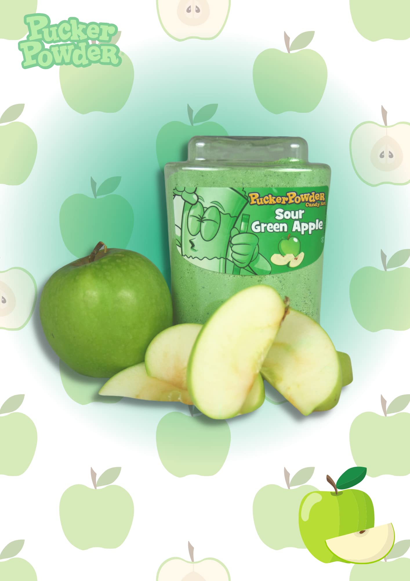 Pucker Powder Sour Green Apple 9.5 Oz: 1 Ct