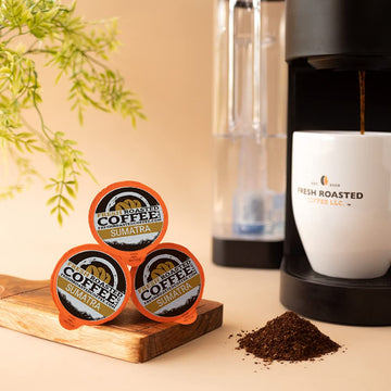 Fresh Roasted Coffee, Sumatra Mandheling | Single Origin | Medium Roast | Kosher | K-Cup Compatible | 72 Pods
