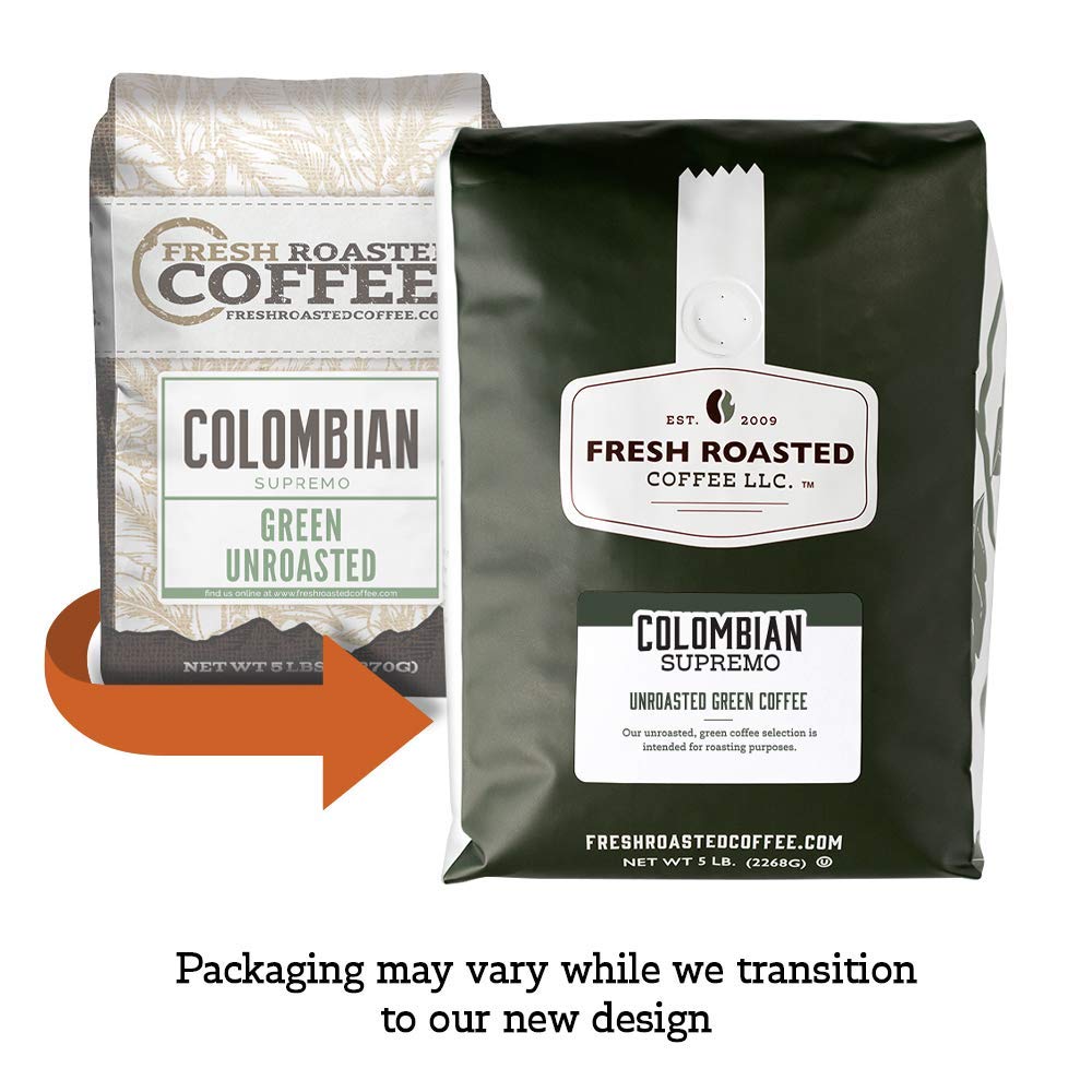 Fresh Roasted Coffee, Unroasted Colombian, Kosher, 5 Pound