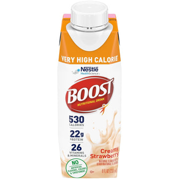 Boost Very High Calorie Nutritional Drink Very Vanilla, Made with Natural Strawberry Flavor & No Artificial Flavors, Colors & Sw