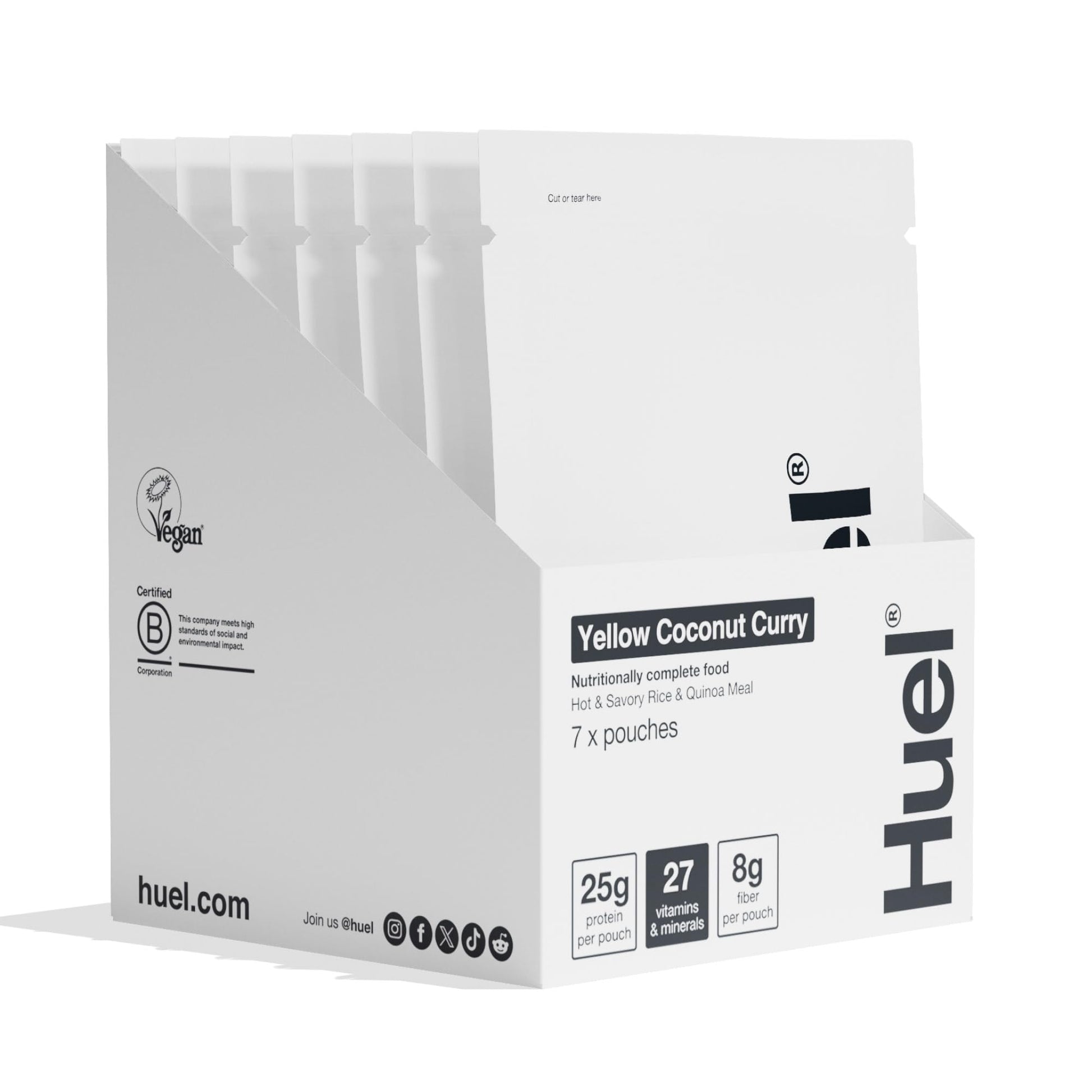 Huel Hot and Savory Meal Packs | Yellow Coconut Curry | Up to 25g Protein Plant Based Instant Meal | 27 Vitamins and Minerals | 