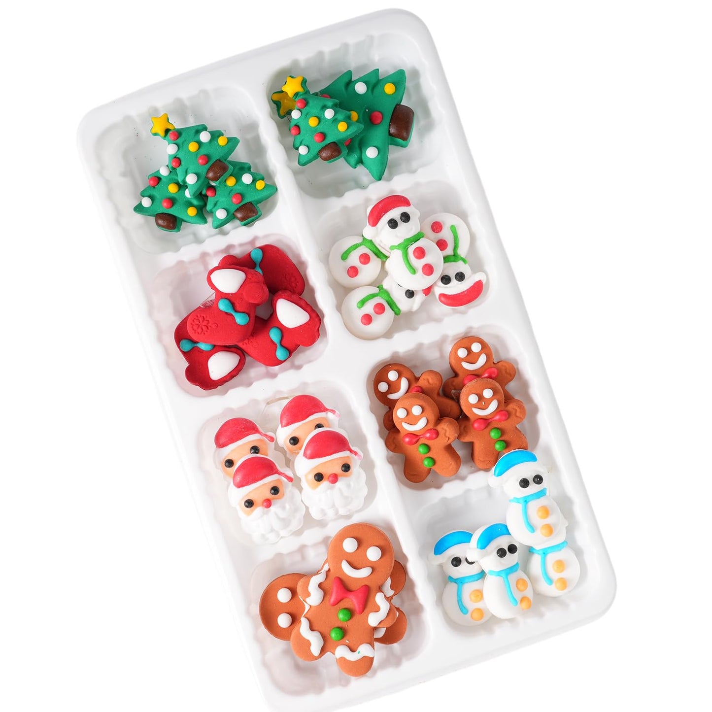 Christmas Icing Decorations 27 Counts Edible Royal Icing Cake Decoration Gingerbread Man Christmas Tree Snowman Santa Claus Xmas Stocking For Holiday Party Cake Topper