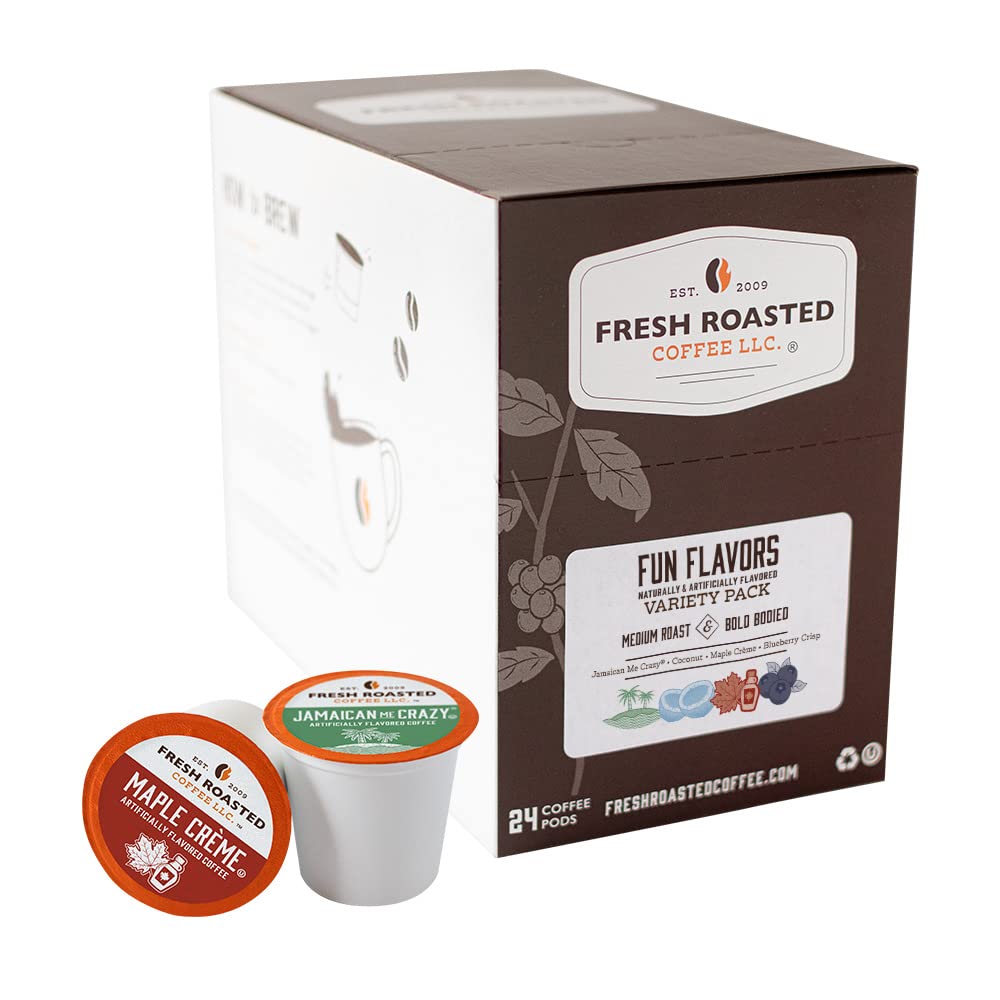 Fresh Roasted Coffee, Fun Flavors, Flavored Coffee Pod Variety Pack, K-Cup Compatible, 24 Count