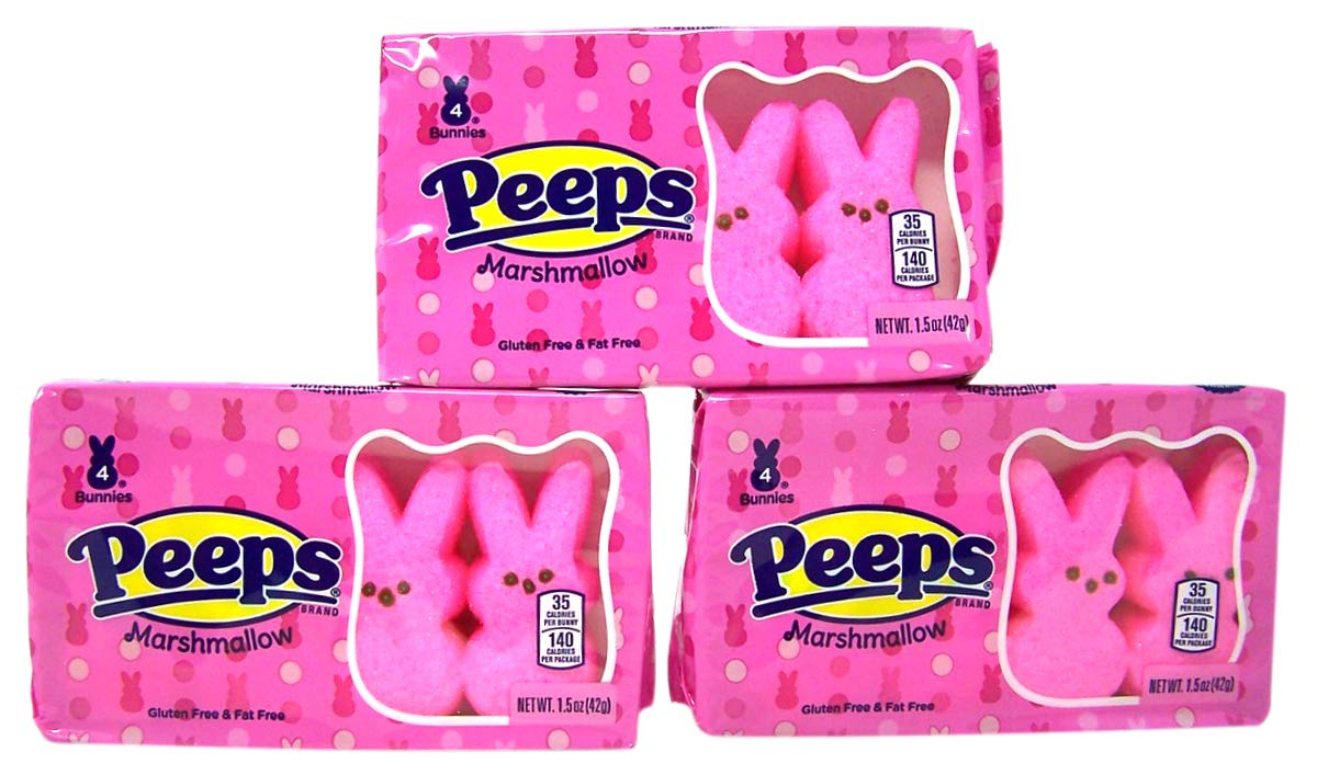 Easter Peeps Marshmallow Pink Bunny Shaped Candy, 1.5 Ounce, Pack Of 3