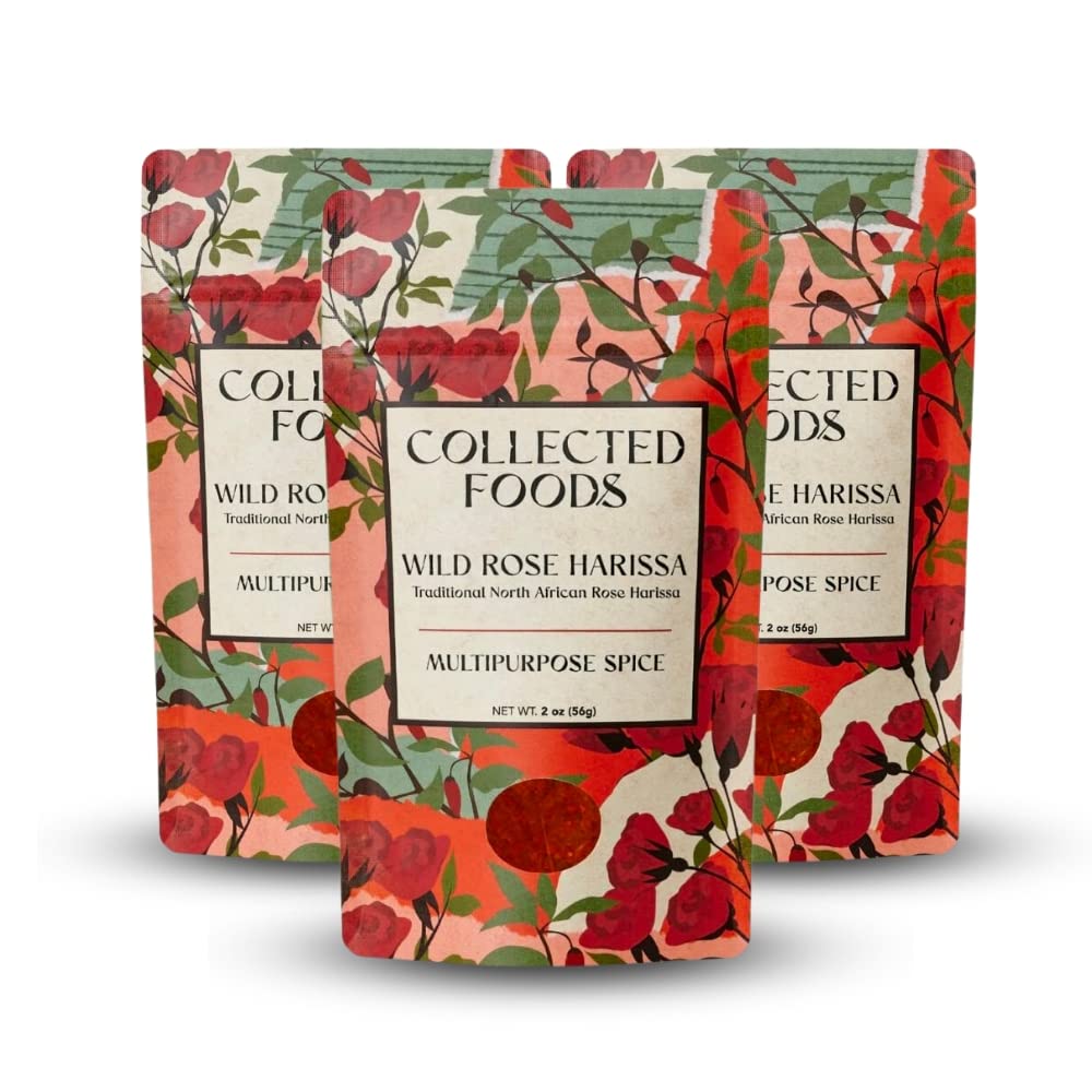 Collected Foods Premium Rose Harissa Spice - Small-Batch Blend, 2 oz (Pack of 3) - Perfect for Roasted Veggies, Grilled Meats & Fish