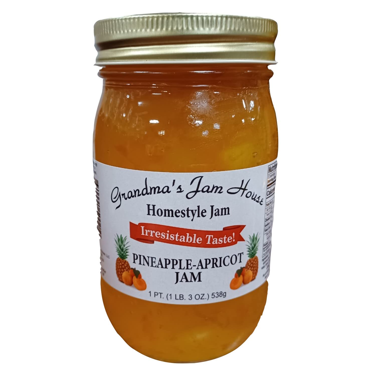 Grandma'S Jam House All Natural Usa Made Homestyle Pineapple Apricot Jam, 19 Oz