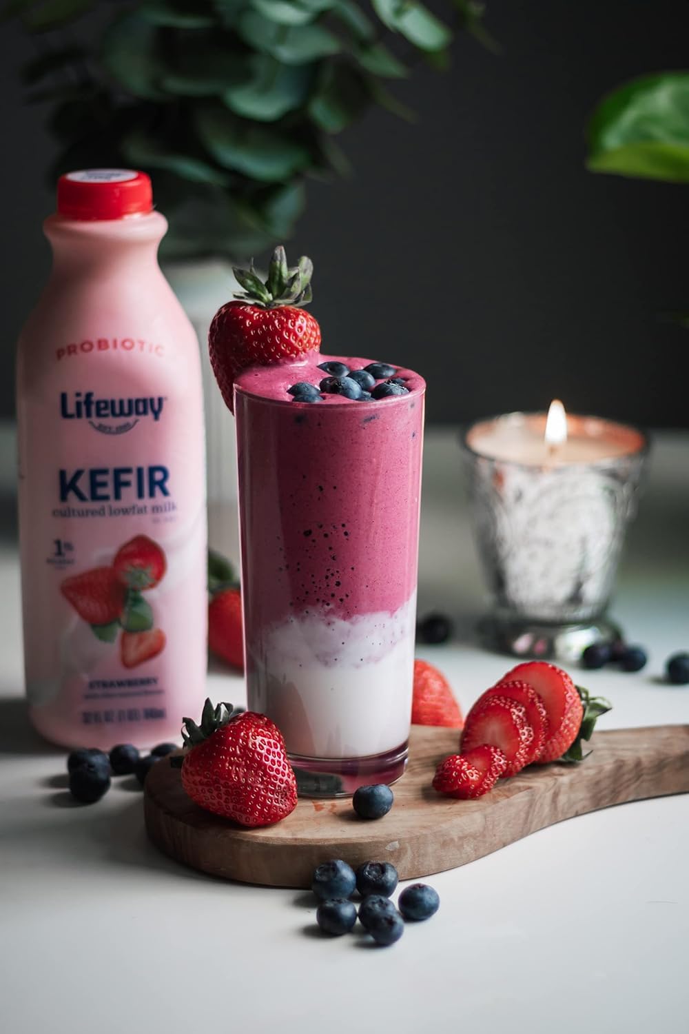 Lifeway Low Fat Kefir - 10g Protein, 12 Live Active Probiotic Cultures, Up to 99% Lactose Free, Gluten Free - Strawberry, 32 oz