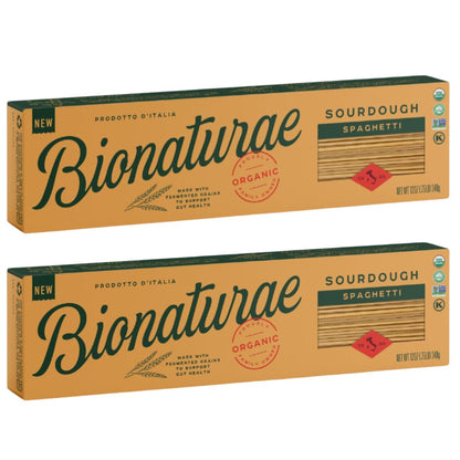 Bionaturae Spaghetti Pasta Noodles - Sourdough Pasta, Kosher Certified, High Protein, Non-GMO Verified, USDA Certified, Spaghett