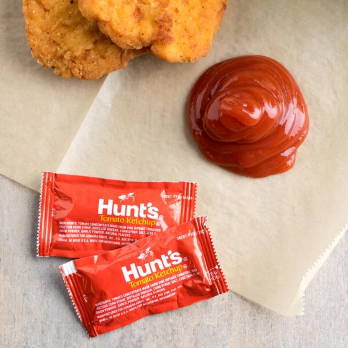Hunt'S Ketchup Packets 0.3 Oz (9G) - 50 Count Single Serve - Ketchup Condiment Packs Bundled With 8 X 8 Inch Chronos Food Safe S