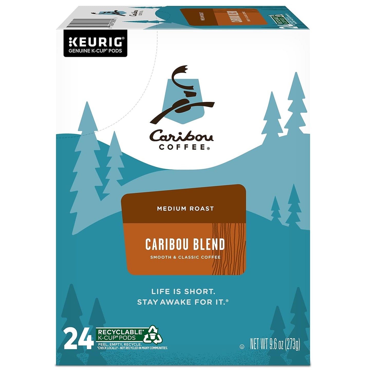 Caribou Coffee Caribou Blend, Single Serve Coffee K-Cup Pod, Medium Roast, 48-Count For Malt-Inspired