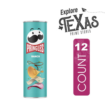 Pringles 12- Count Of Ranch Potato Crisps Chips, On-The-Go Lunch Snack 5.5 Oz Can + 1 Freebie By Unique Outlet