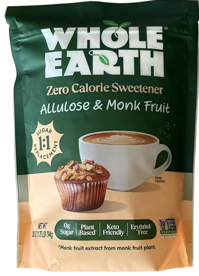 Plant-Based Allulose and Monk Fruit Sweetener Blend, Zero Sugar, Low Calorie, Keto Friendly, No Artificial Sweeteners, 1.75 lb B