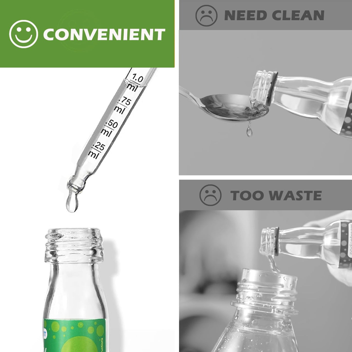 Oxyooh 4 Pack Glass Dropper Pipettes Compatible With Sodastream Bubly Drops Bubbly Drops Sodastream Flavors For Soda Stream Drop