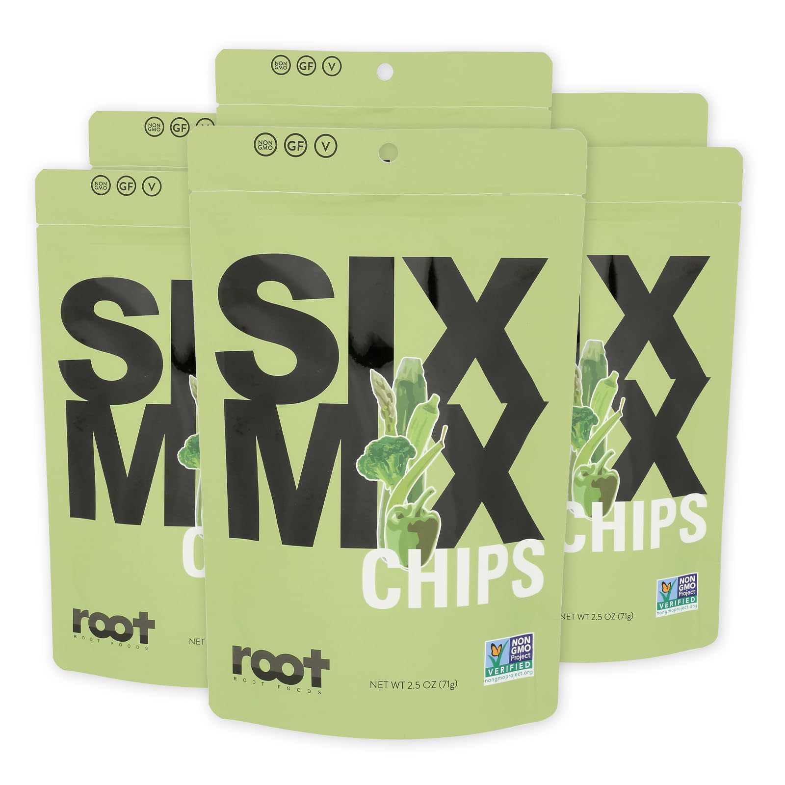 Root Foods SixMix Chips, Natural Veggie Snack, Non-GMO Vegetable Crisps, Good for Adults, Kids, Vegan, Gluten Free, Halal (SixMi