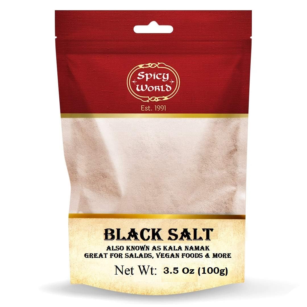 Spicy World Kala Namak Indian Black Salt 3.5 oz - Vegan, Pure, Unrefined, Non-GMO & Natural G