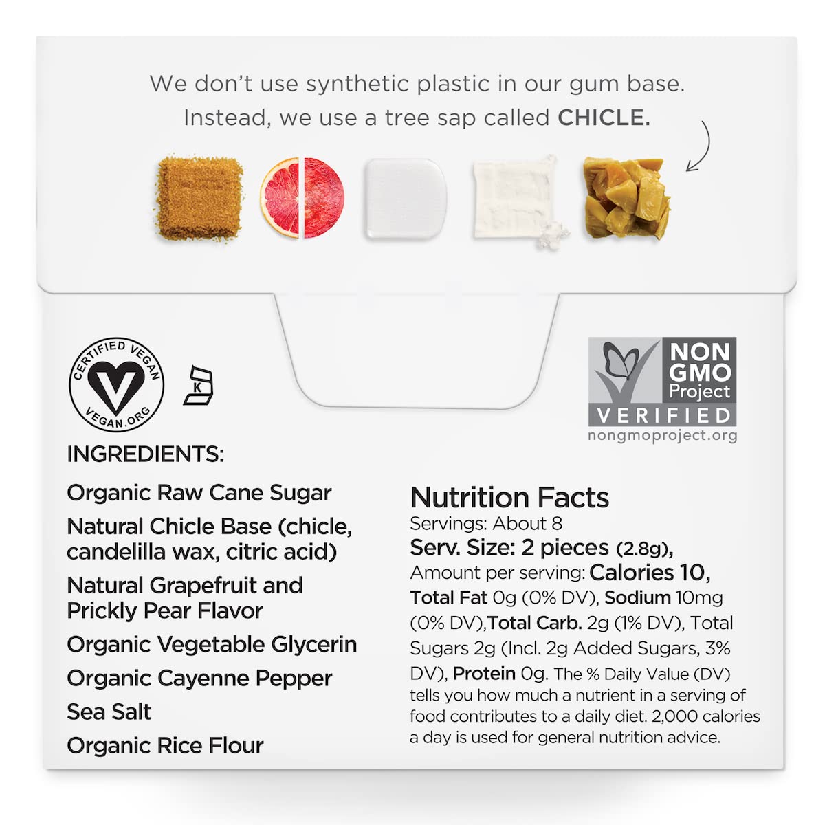 SIMPLY Gum Cleanse (Grapefruit and Prickly Pear), Plastic-Free Natural Chewing Gum, 6 Pack (90 Pieces) | Vegan, Kosher, Non GMO,