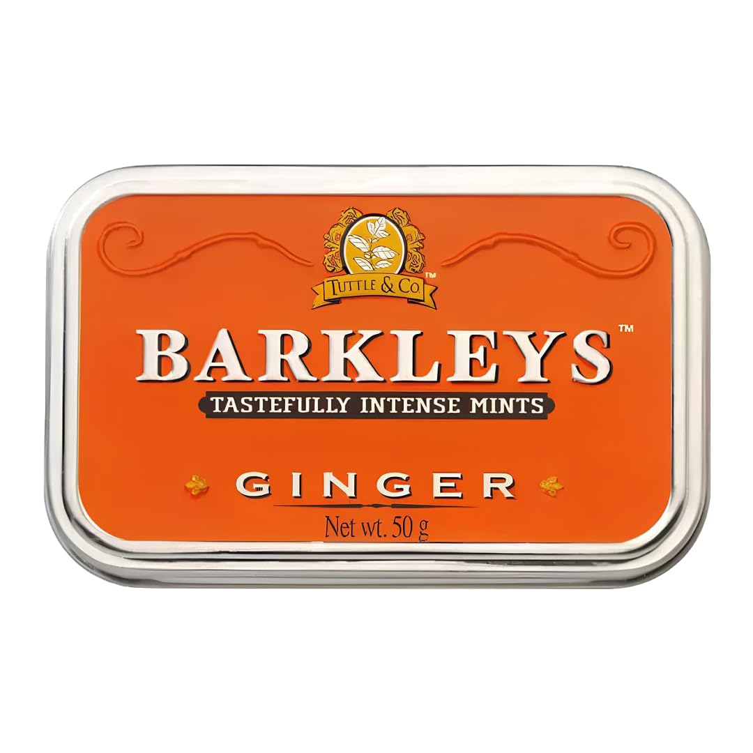 Barkleys Ginger Breath Mints - Vegan Cool Mint Candy - 50 Count - 1 Pack - Classic Travel Tin
