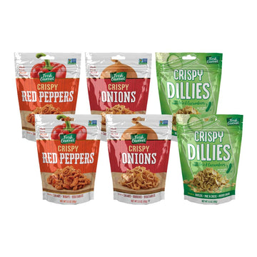 Fresh Gourmet Variety, 2 Fresh Gourmet Lightly Salted Crispy Onions, 3.5 OZ, 2 Fresh Gourmet Crispy Red Peppers, 3.5 OZ, 2 Fresh