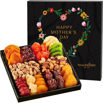 Mothers Day Dried Fruit & Nuts Basket Platter, Gourmet Food Bouquet Care Package, Healthy Kosher Snack Box - Her (12 Variety) (2