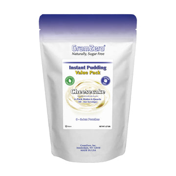 Gramzero Cheesecake Sugar Free Pudding Mix 6-Pack, Great For Nutrition Club Meal Replacement Shakes, Low Calorie Dessert, Stevia