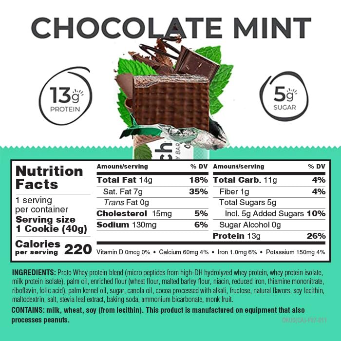 Power Crunch Protein Wafer Bars, High Protein Snacks With Delicious Taste, Chocolate Mint, 1.4 Ounce (12 Count)