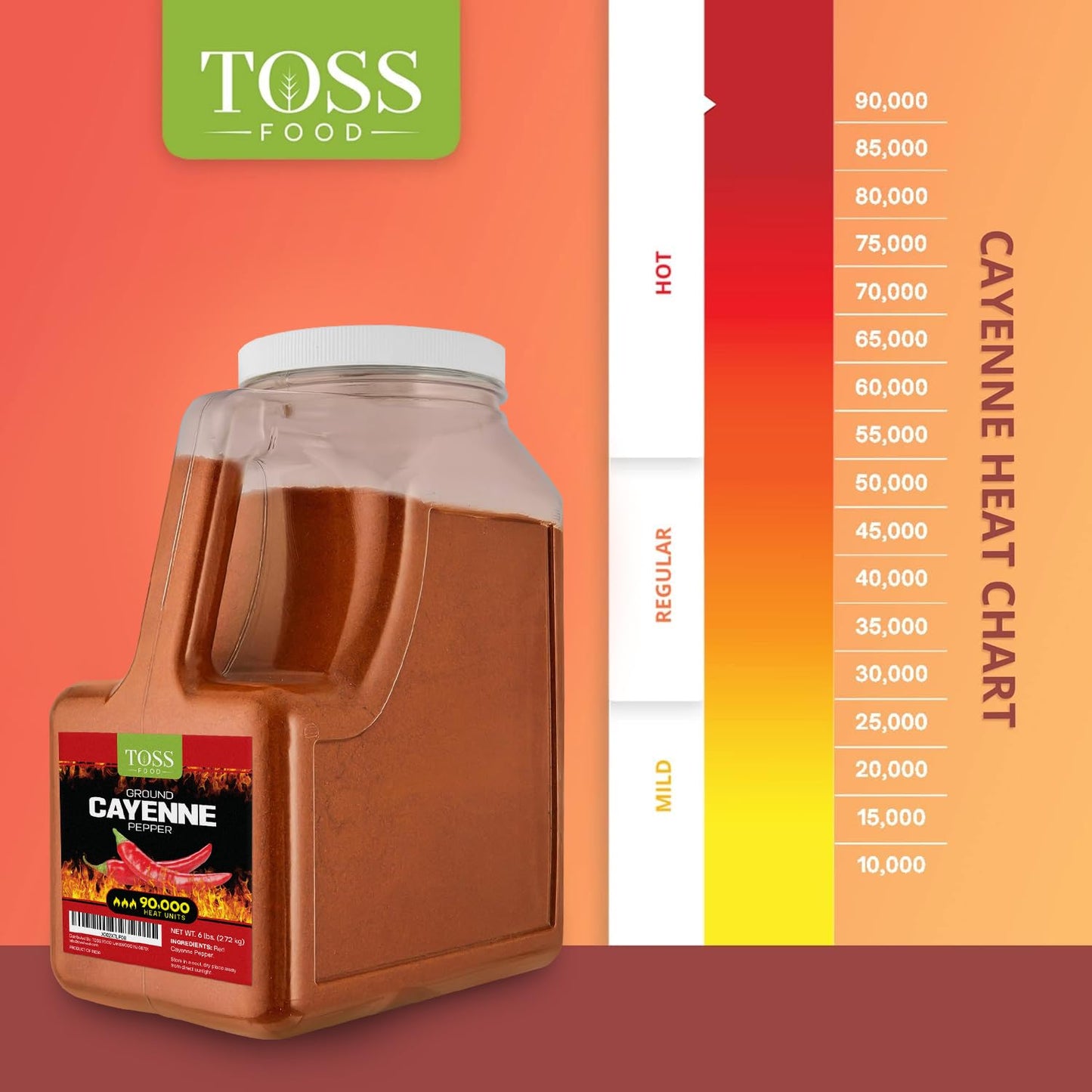 Extreme Hot Cayenne Pepper Powder Bulk 90,000 Heat Units 6 LB, Ground Cayenne Powder Hot Pepper Powder - Red Pepper Powder Spice