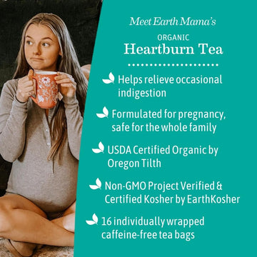 Earth Mama Organic Heartburn Tea Bags, 16 Count (Pack of 2)