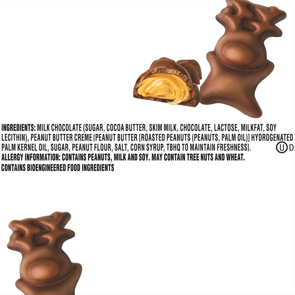 DOVE Milk Chocolate Peanut Butter Reindeer Christmas Chocolate Candy Bar  Christmas Candy Stocking Stuffers  1.1 Oz (Pack of 6)