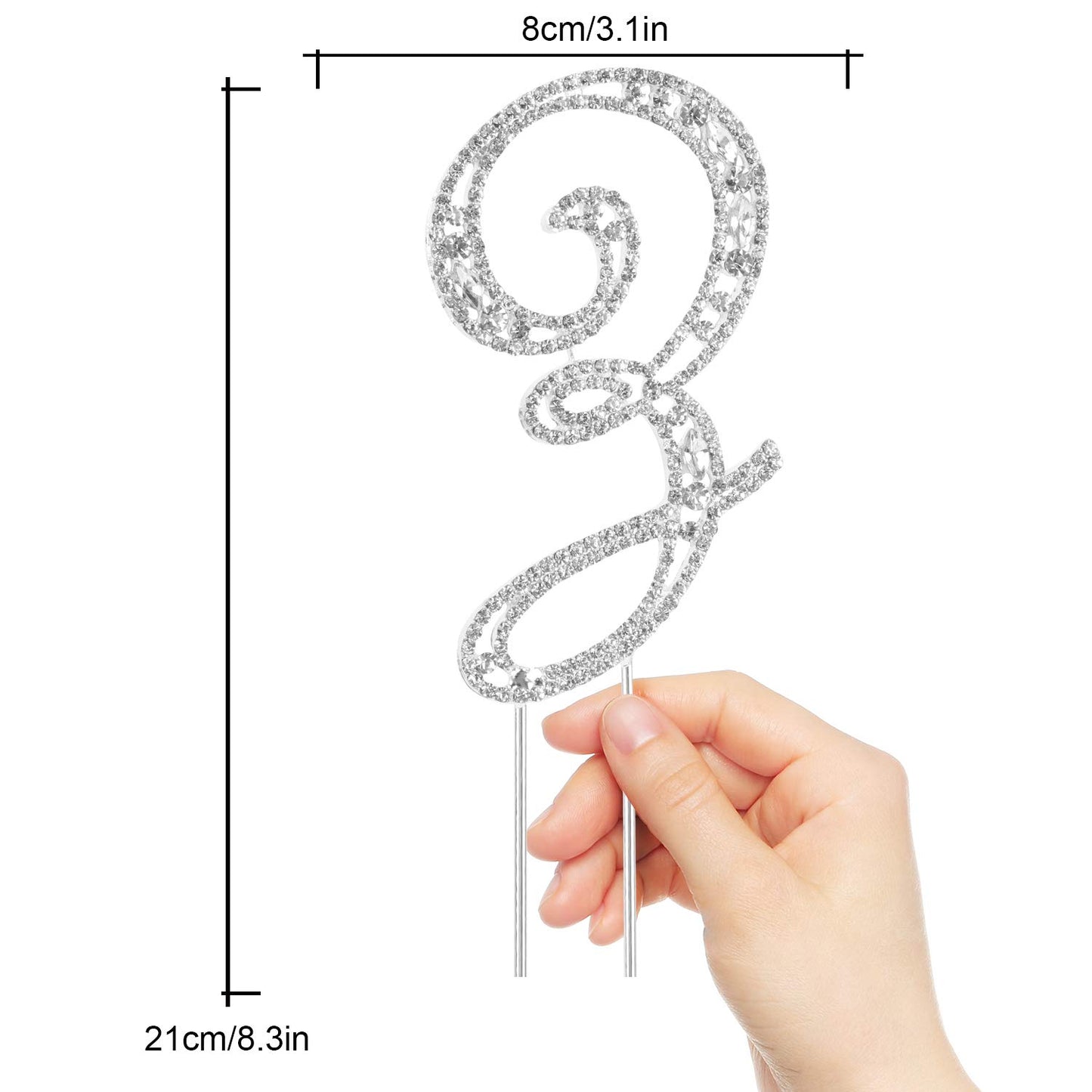 LINGPAR Letter Z Cake Topper - Rhinestone Crystal, Silver, Model 01, Wedding/Anniversary/Birthday Party Decoration Supplies