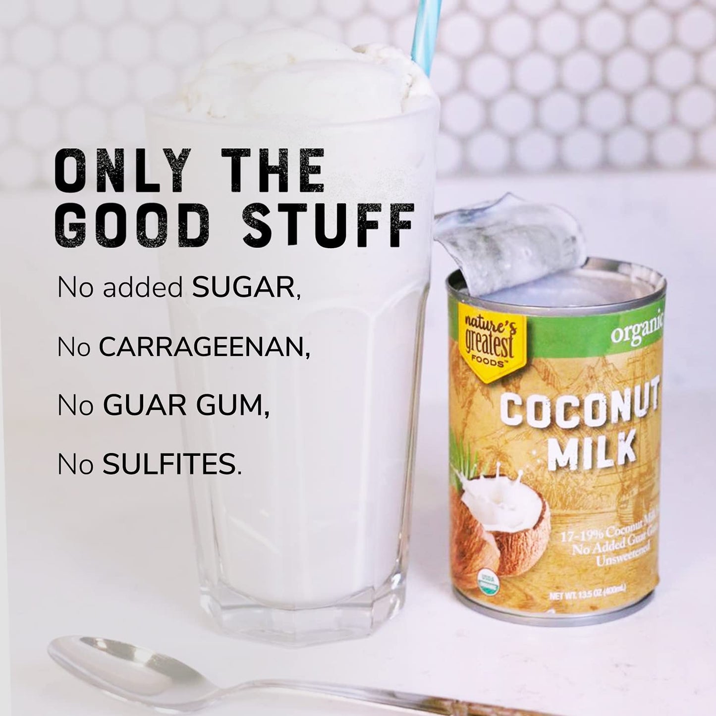 Natures Greatest Foods Organic Coconut Milk - Unsweetened, Gluten Free, Vegan - 13.5 Oz (Pack of 12)