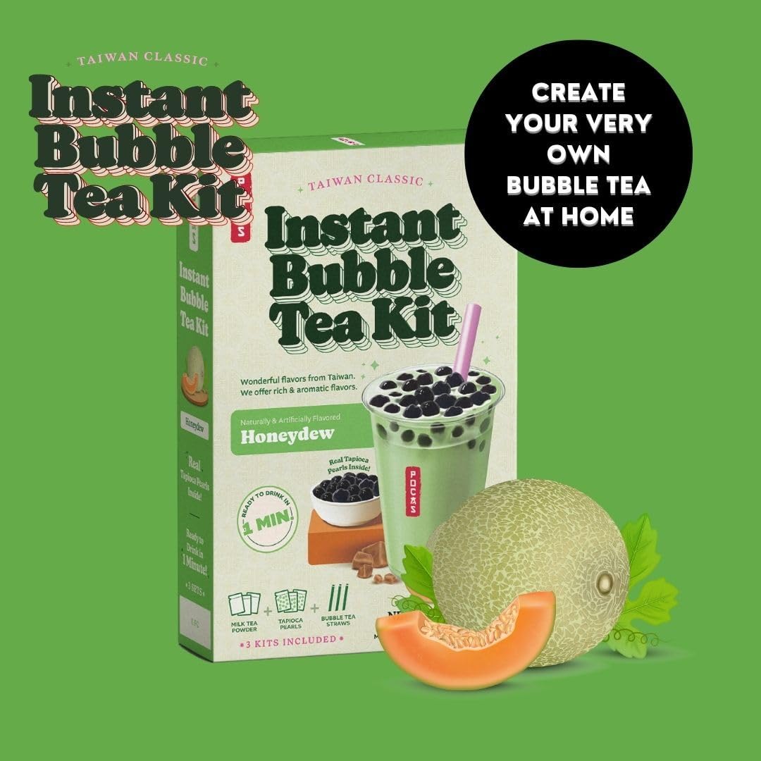 Pocas Bubble Tea Kit, Brown Sugar 2-Pack - Instant Milk Tea Powder with Authentic Tapioca Pearls for Instant Bubble Tea, 10 Kits