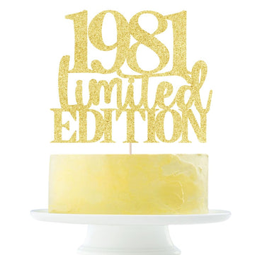 Limited Edition 1981 Cake Topper 44Th Birthday Happy Birthday Cake Topper Men And Women Cheer 44Years Old Handmade Golden Glitte