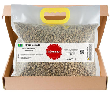 Roastika - Premium Green Coffee Bean - Unroasted - 5Lb Single Origin From Brazil Cerrado