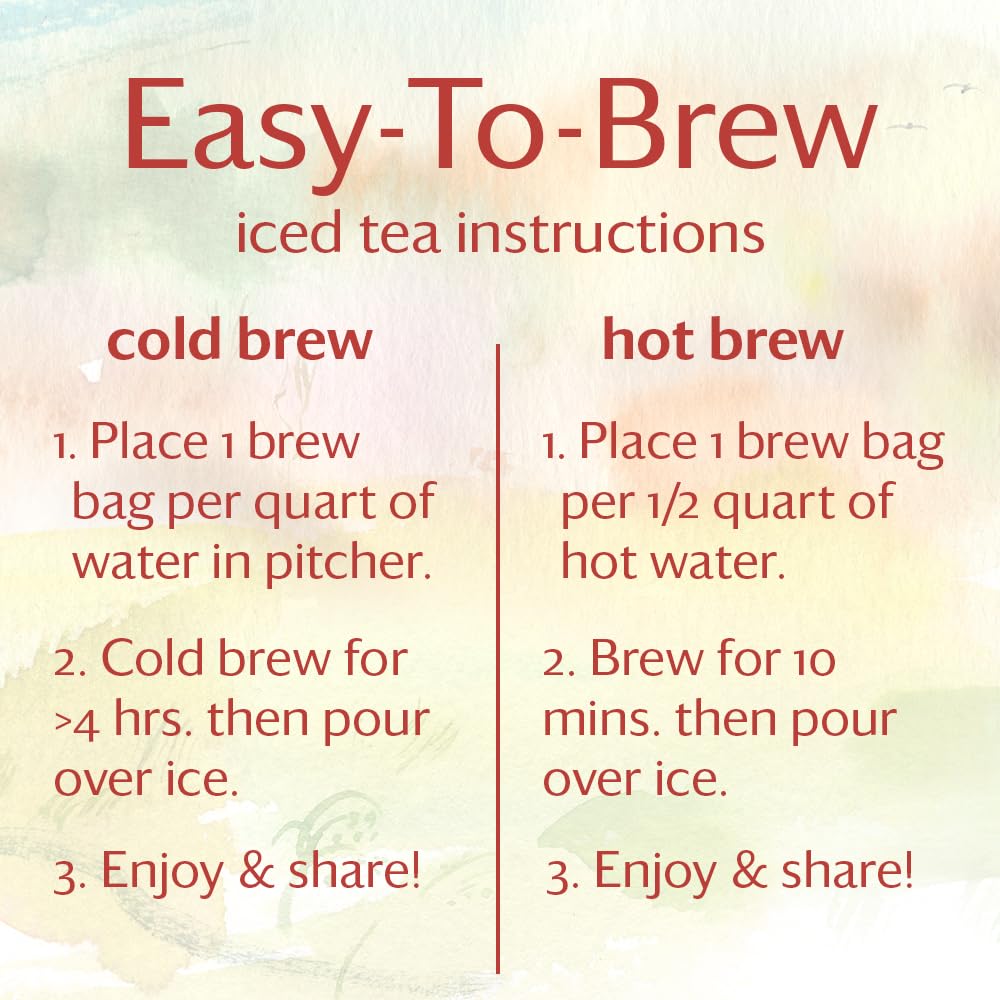Grace Farms Organic Iced Tea - Rooibos Chai, Sugar-Free, 12 Brew Bags (1qt each), Refreshing & Spiced, Easy Cold Brew