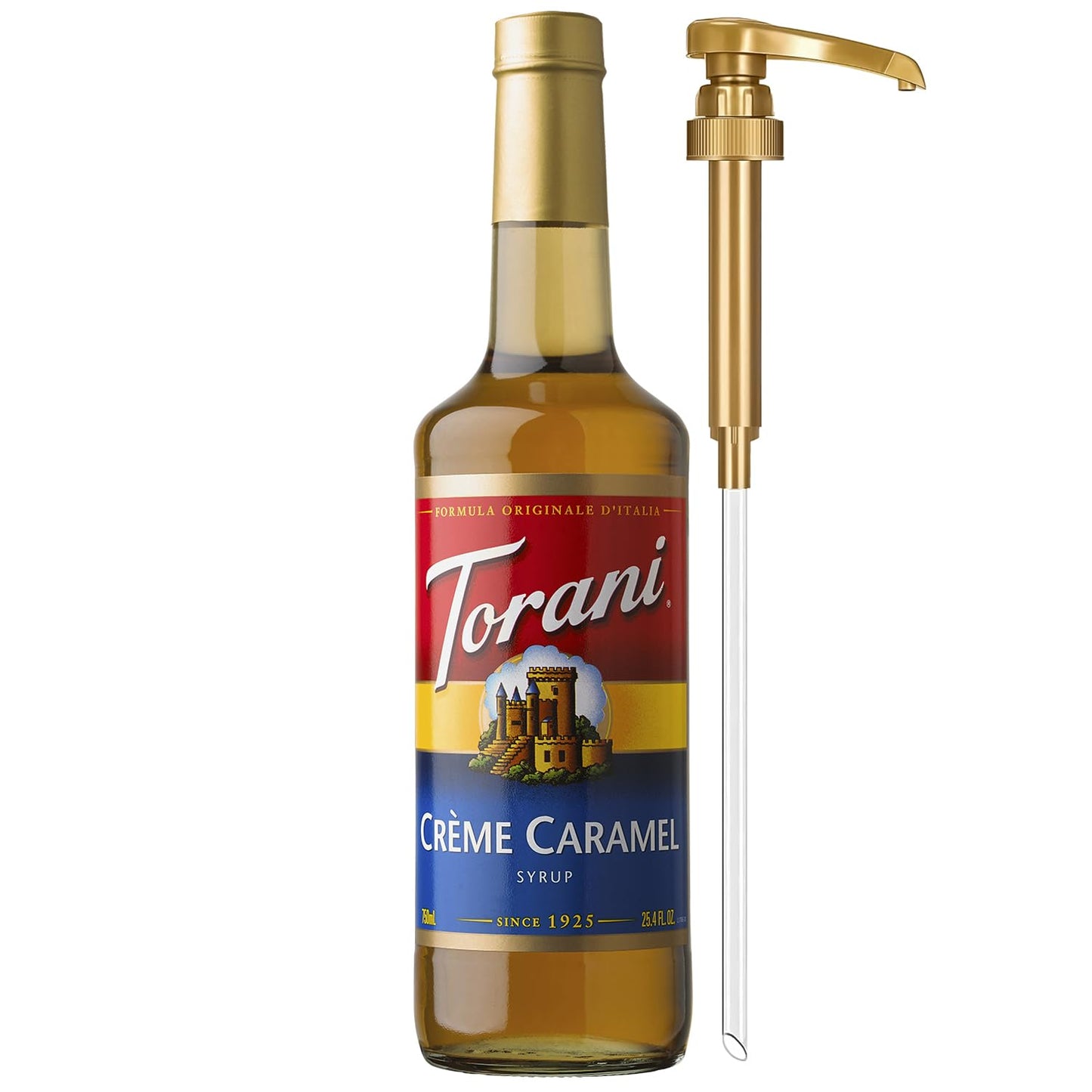 Torani Coffee Syrup, Crme Caramel Flavoring for Drinks, Glass Bottle with Pump Included, 25.4 Oz