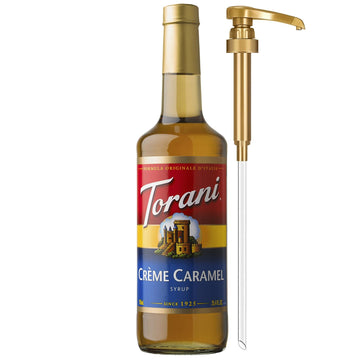 Torani Coffee Syrup, Crme Caramel Flavoring for Drinks, Glass Bottle with Pump Included, 25.4 Oz