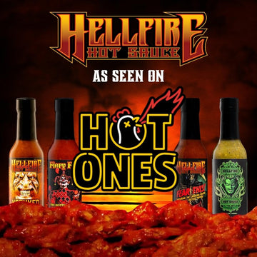 Hellfire Hot Sauce Hot Ones Gift Pack - Gourmet Hot Sauce Variety Pack With 4 Extreme Flavors Featured on Hot Ones TV Show (Four