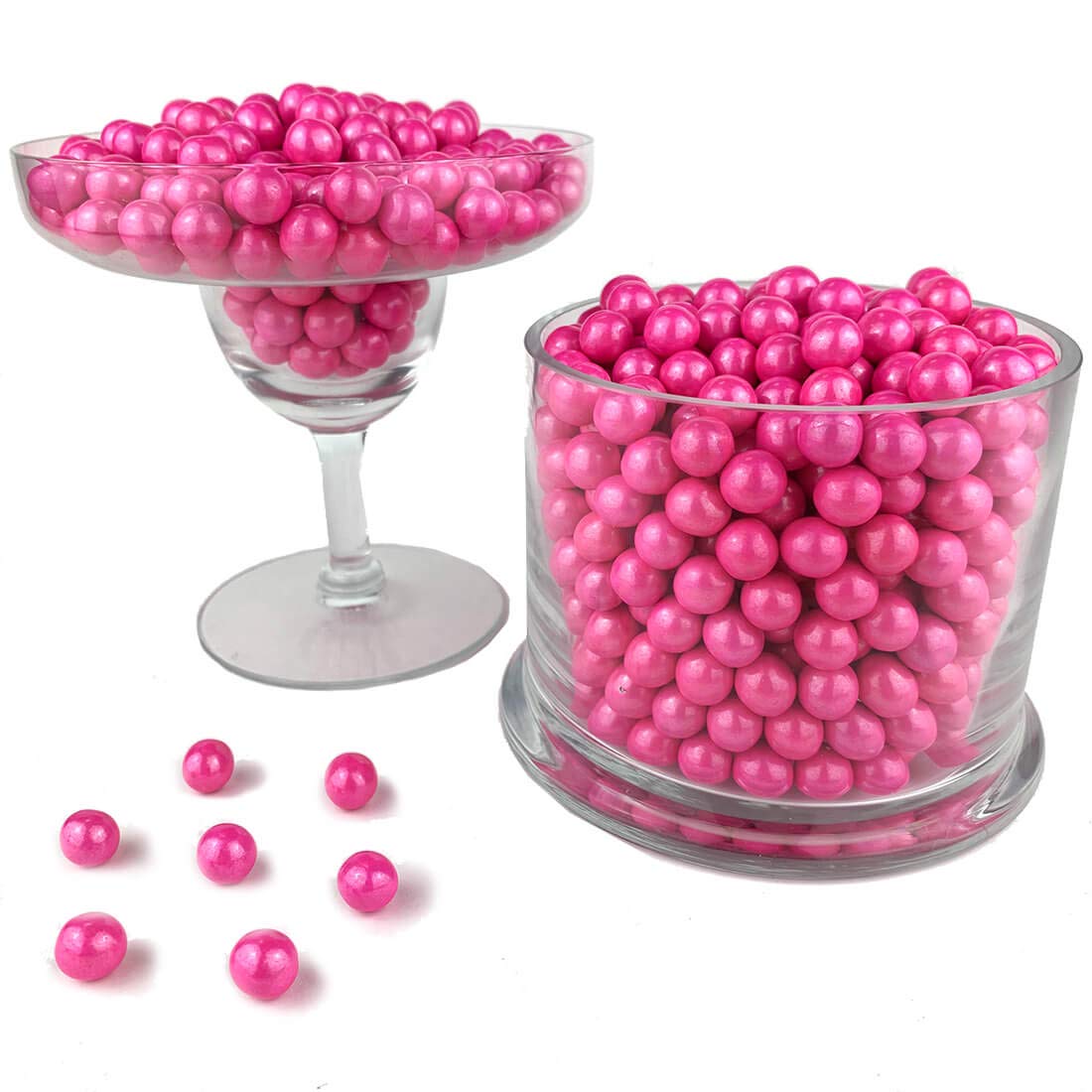 Color It Candy Shimmer Bright Pink Sixlets 2 Lb Bag - Perfect For Table Centerpieces, Weddings, Birthdays, Candy Buffets, & Part