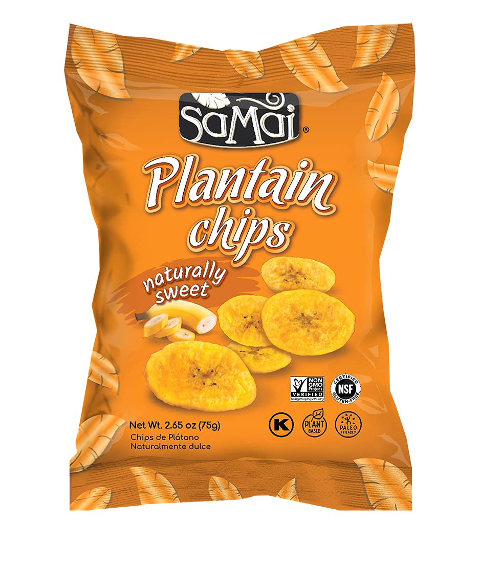 Samai Naturally Sweet Plantain Chips, Gluten Free, Non-GMO, 2.65oz (Pack of 15)
