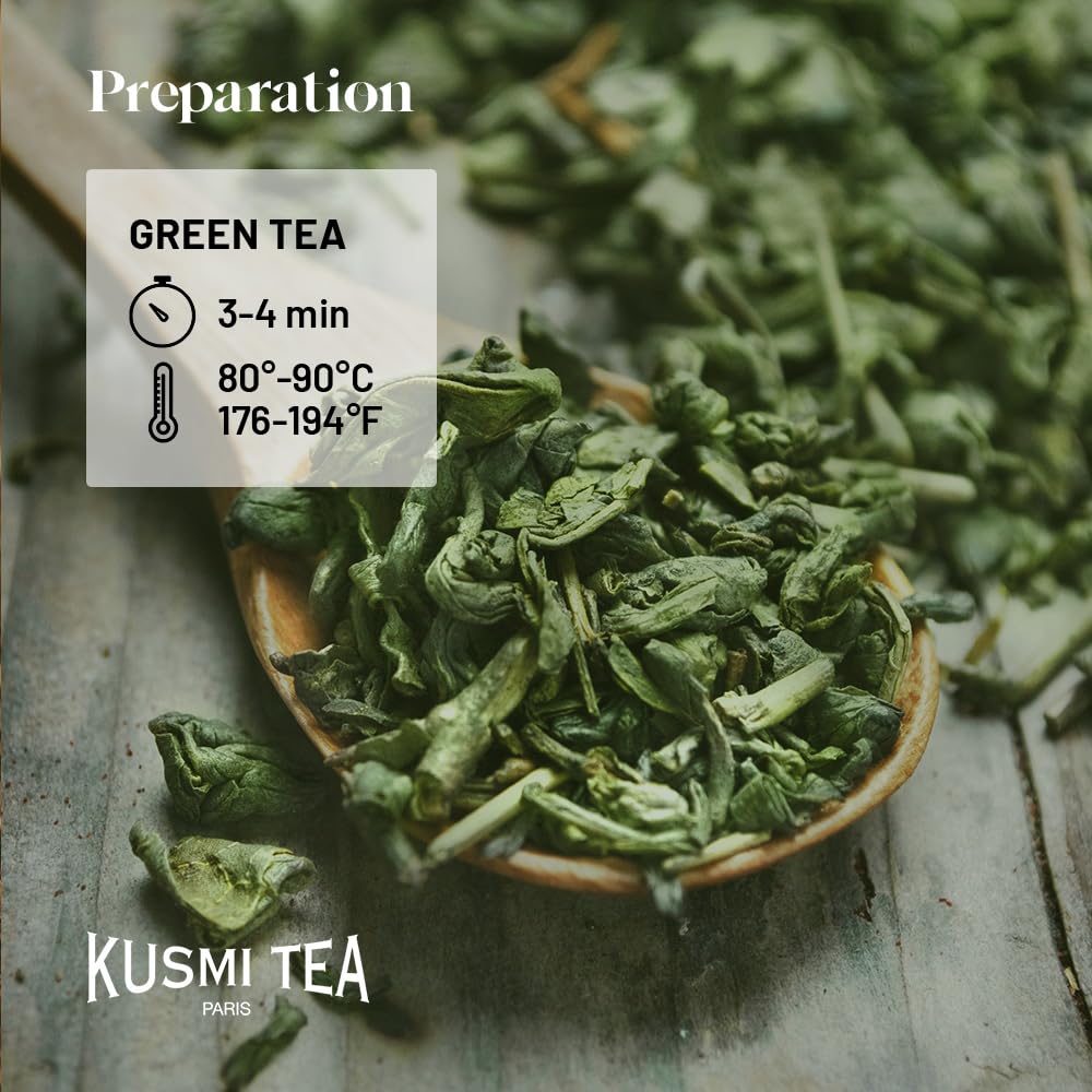Kusmi Tea - Green Ginger Lemon - Organic Blend of Green Tea with Ginger & Lemon - Enjoy Hot or Iced - Loose Leaf Tea - Tin Box o