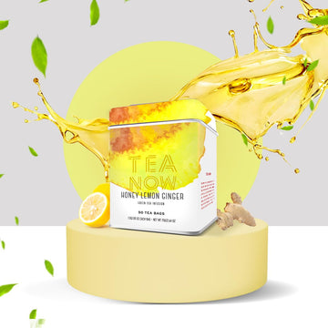 TEA NOW Honey Lemon Ginger Green Tea - Organic Ceylon, 50 Tea Bags, Herbal Teas with Antioxidants, Caffeinated, Perfect for Women