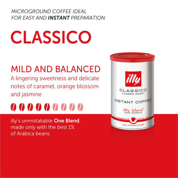 illy Instant Coffee- 100% Arabica Coffee - Classico Medium Roast - Notes Of Caramel, Orange Blossom & Jasmine - Easy Preparation