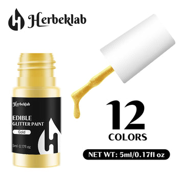 Edible Paint - 12 Colors Glitter Cake Paint Shiny Metallic Food Paint For Cake Decorating Cookies Fondant Edible Art Decorative