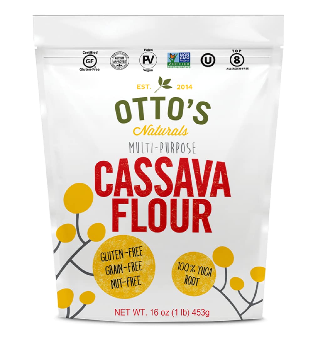 Ottos Naturals Cassava Flour, Gluten-Free All-Purpose Flour, 16 Oz, Wheat Replacement