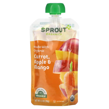 Sprout Organic Fruit & Veggie Blend Carrot Apple Mango, 3.5 Oz Pouch