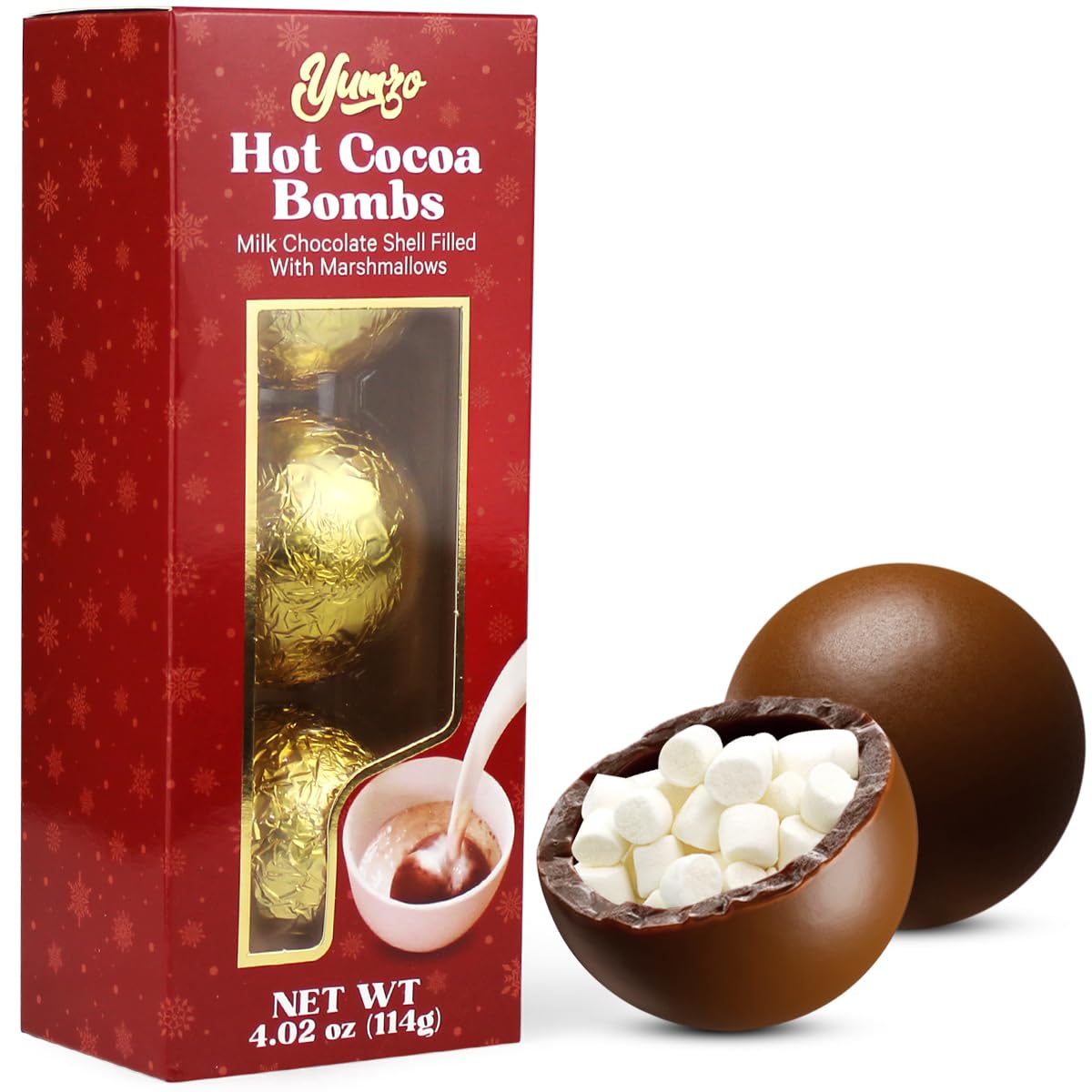 Yumzo Chocolate Bombs - 3 Pack - Filled with Mini Marshmallows and Cocoa Powder - Perfect for Hot Cocoa and Party Favors