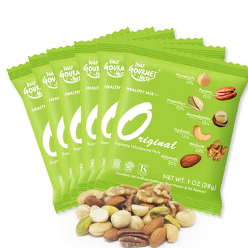 Daily Gourmet Nuts - Unsalted Mixed Nuts Snack Packs/Individually Wrapped Snacks/Nut Snacks/No Peanuts/Healthy Trail Mix Individual Packs/Deluxe Assorted Snacks