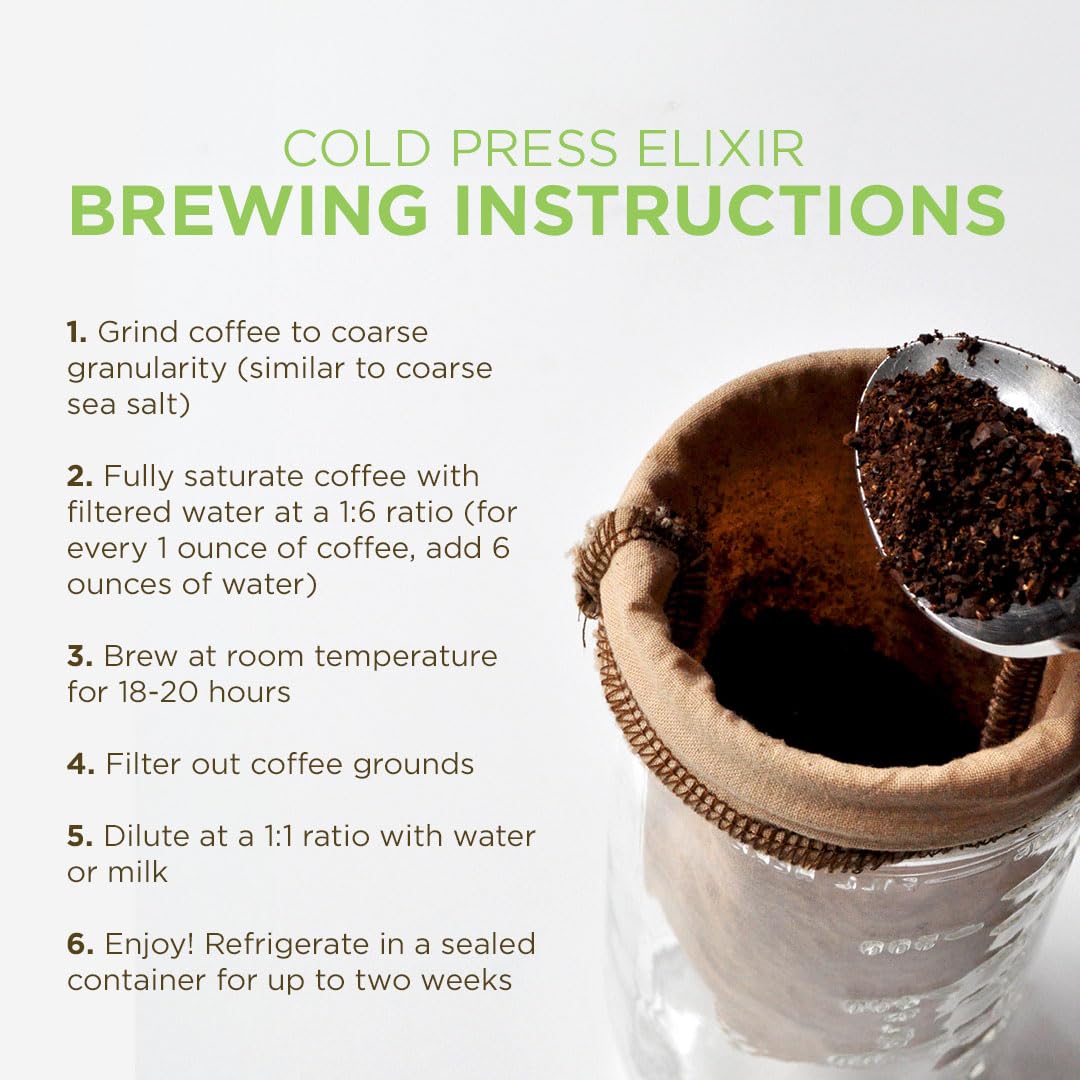 Tiny Footprint Coffee - Organic Cold Brew & Press Elixir | Blend of Light & Dark Roasts | Shade-Gown Ground Coffee, Carbon Negat