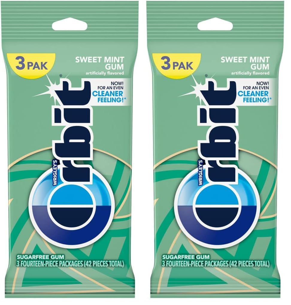 ORBIT Sweet Mint Sugar Free Back to School Chewing Gum, 3 Ct Packs (Pack of 2)